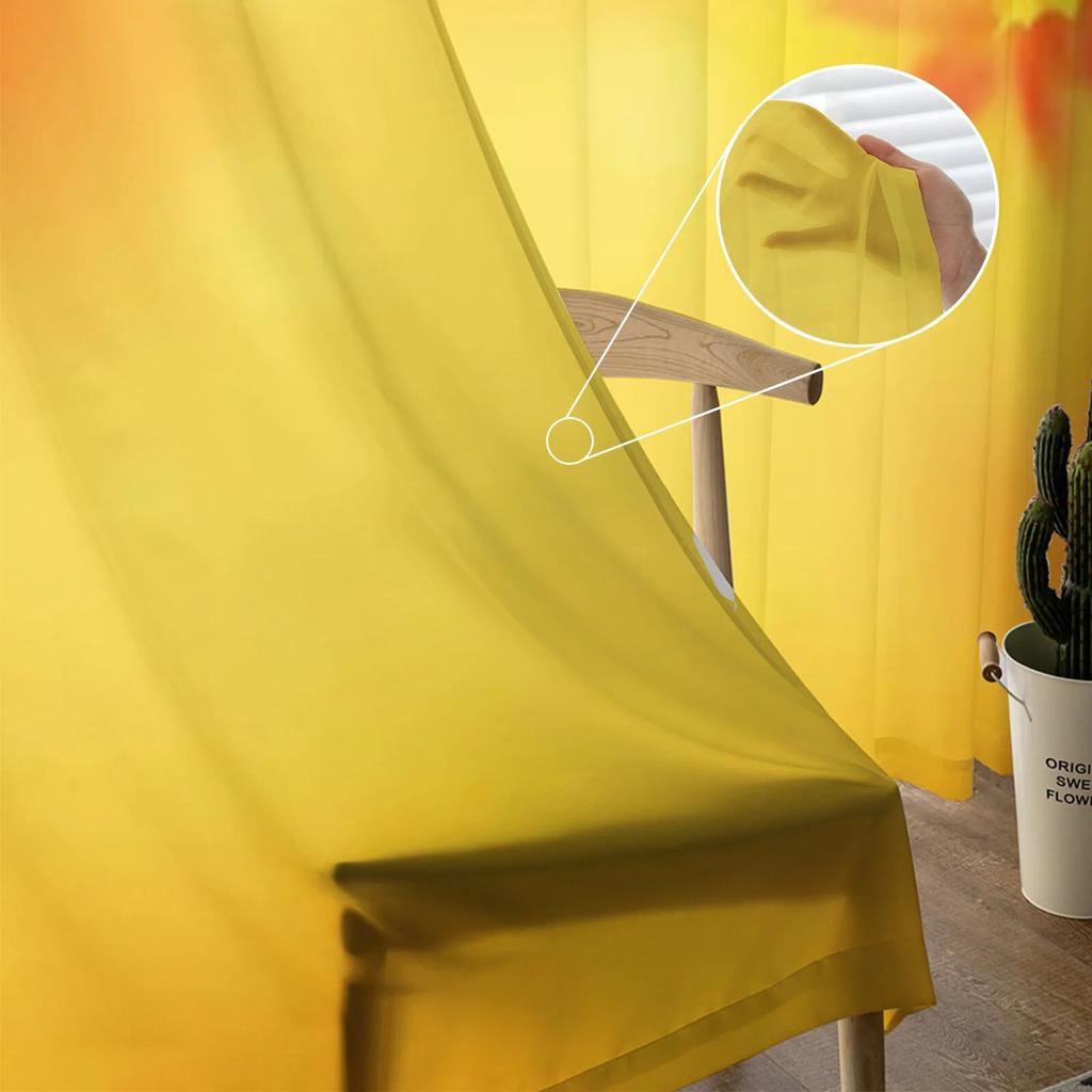 Прозрачные шторы с осенними листьями, вуаль для спальни, прозрачные шторы для окон, кухни, тюлевые шторы