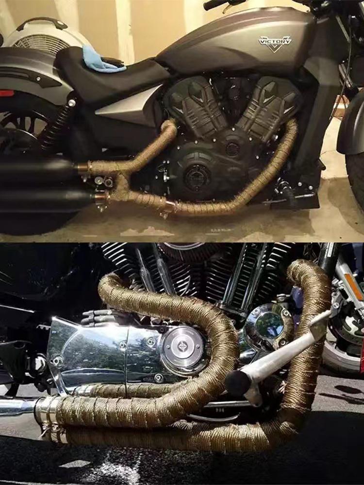 Теплоизоляционная лента для выхлопной трубы мотоцикла Высокотемпературная защита Теплоизоляционная хлопковая термопленка Аксессуары для мотоциклов