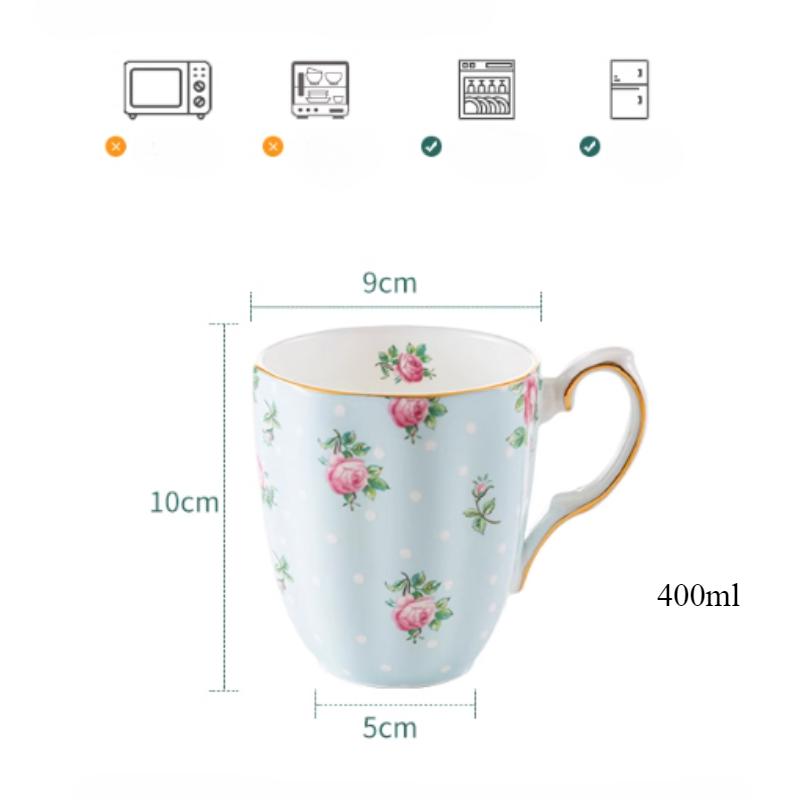 Керамическая кофейная кружка с цветочным узором, розовая и фиолетовая чашка для чая с ручной росписью и ручками, чашка для горячего питья среднего размера, 400 мл