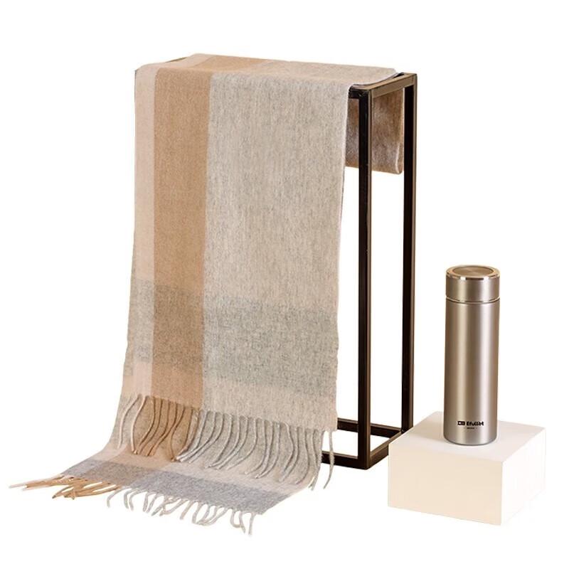 Elegant Lamb Wool Scarf & Thermal Bottle Gift Set