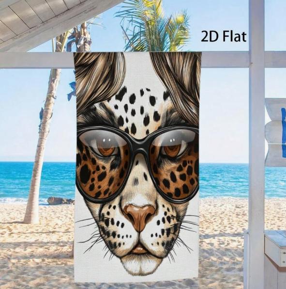 Oversized Leopard Cherry Print Beach Towel Ultra-Fine Fiber Quick-Dry Sand-Free Absorbent Lightweight Portable for Travel Towel