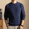 Мужской свитер из 100% чистой шерсти, крупной вязки, с круглым вырезом - Теплый, мягкий, удобный зимний базовый слой (2025)
