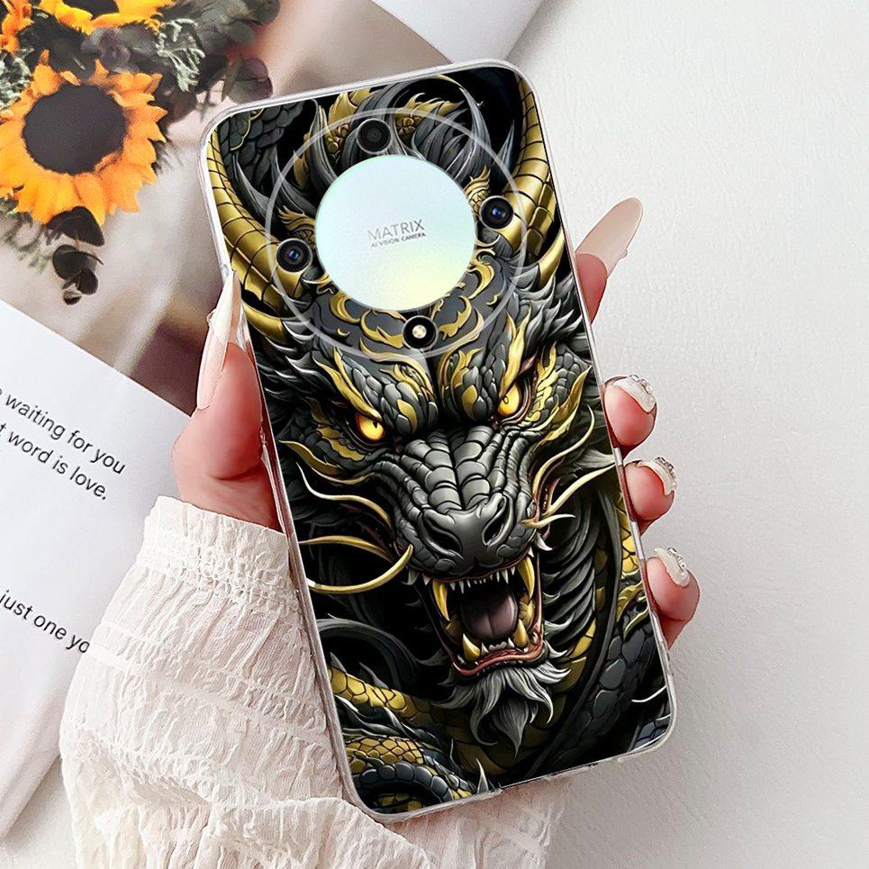 Крутой Стиль Чехол для Телефона с Узором Тигра и Дракона Для Honor X9B X6B X7B X8B Прозрачный Мягкий Силикон ТПУ Задняя Крышка Huawei HonorX9B Чехлы