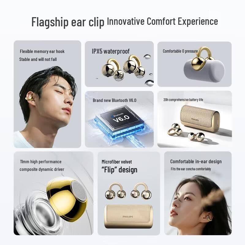 Philips TAQ5020 Ear Clip Wireless Bluetooth Headset
