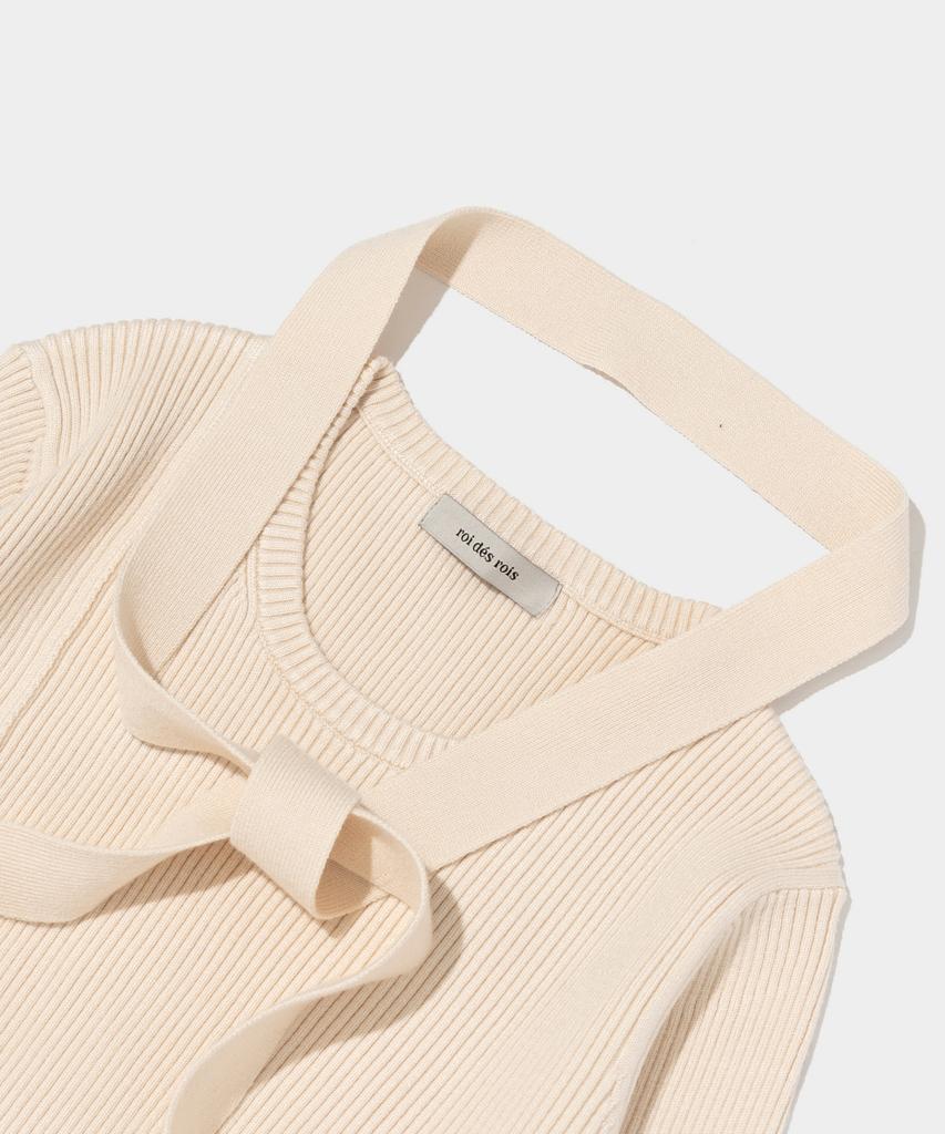 ROIDESROIS Scarf Set Round Neck Ribbed Knit (Ivory)