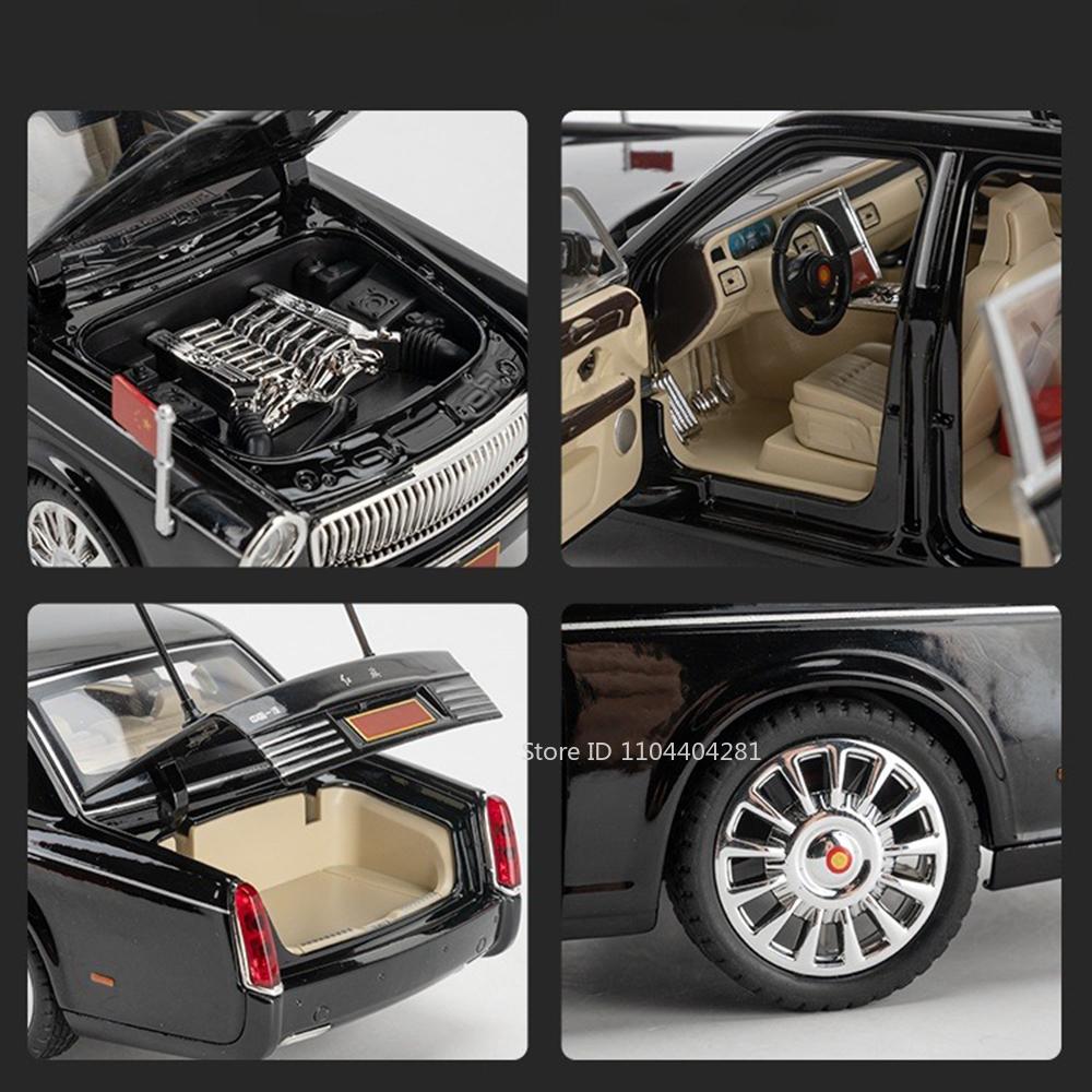 1:24 Игрушечные модели автомобилей HONGQI L5 E-HS9 Литые автомобили Автомобили парада к 70-летию Звук Свет Оттяжка Модные украшения для подарков друзьям