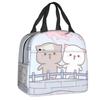 Mochi Cat Chef Peach Insulated Lunch Bag for Outdoor Picnic Peach And Goma Resuable Thermal Cooler Lunch Box Women Children