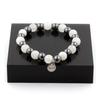 Stones and Minerals. Moonstone + Hematite 8 Mm Pearl Bracelet. Made In France.