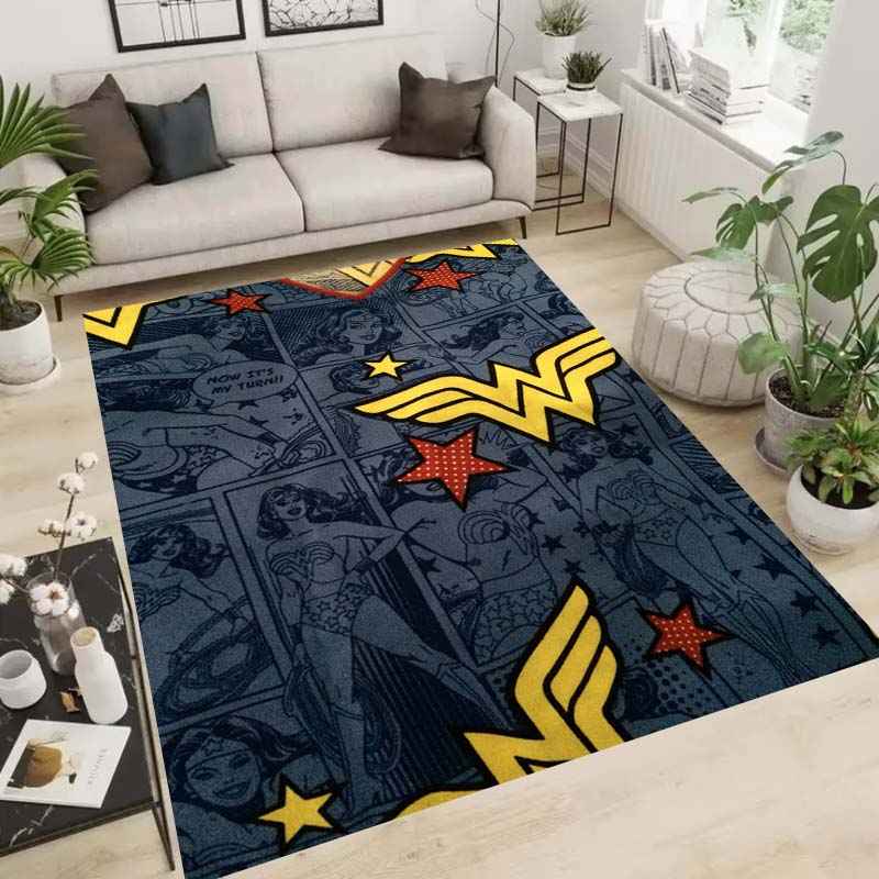 Wonder Woman pattern rug, suitable for living room, bedroom, bedside, balcony and other places, Nordic style decorative rug,