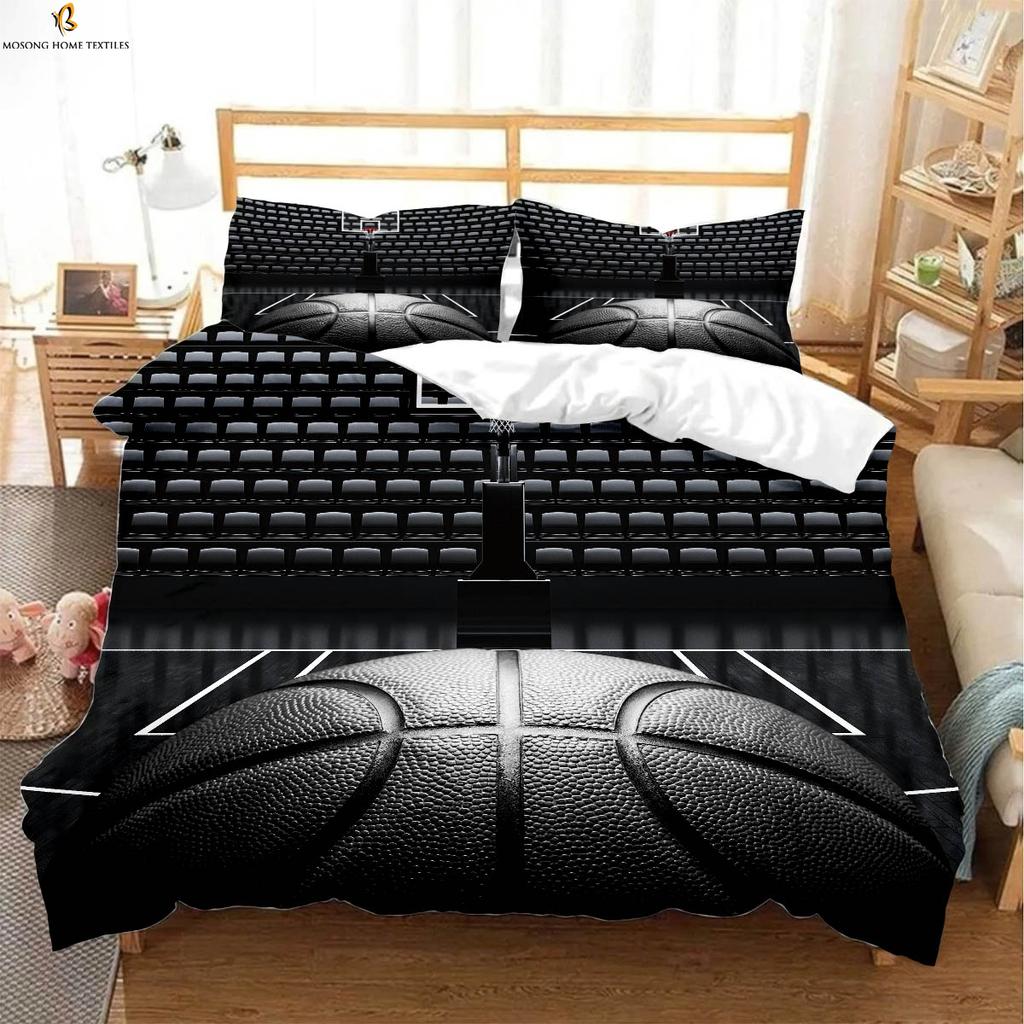 Sports Basketball 3d Printing Quilt Cover 100% Polyester Bedding Set Duvet Cover Pillowcase Three-Piece Set