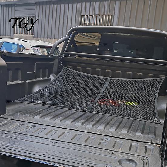 Secure Cargo Netting Truck Net, Bed Organizer Stretchable Elastic Net with 4 Hooks for Pickup Bed, SUV Trunk Storage Accessories