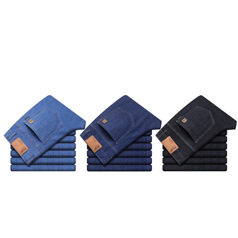 2024 весна-лето брендовые мужские прямые легкие хлопковые эластичные джинсовые деловые повседневные тонкие светло-серые джинсы с высокой талией