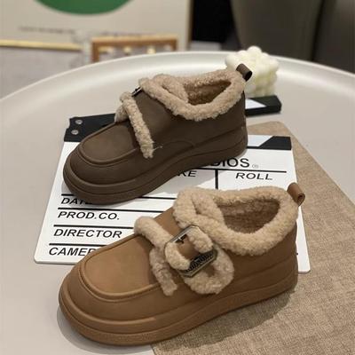 Бархатные хлопковые туфли женские осенне-зимние новые зимние сапоги овечья шерсть платформа повседневная обувь