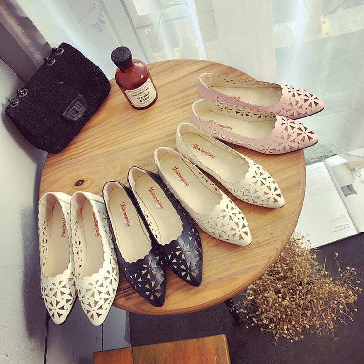Summer Women Flat Shoes Soft Casual Loafers Female Ballet Flats Sweet Cut Out Suede Slip On Moccasins Breathable Ladies Footwear