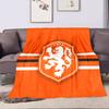 Orange Lion Emblem with Stripes Design Patterned flannel blanket perfect for the bedroom living room, sofa, or a little nap