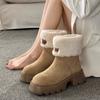 Women's Warm Long Plush Snow Boots 2024 Winter Hook Loop Suede Ankle Boots Woman Plus Size Non-Slip Platform Cotton Shoes Ladies