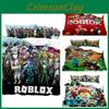 Мультяшный Постельный Комплект с Цифровой Печатью Roblox Minecraft Высококачественный Мультяшный Стиль Белый Цвет
