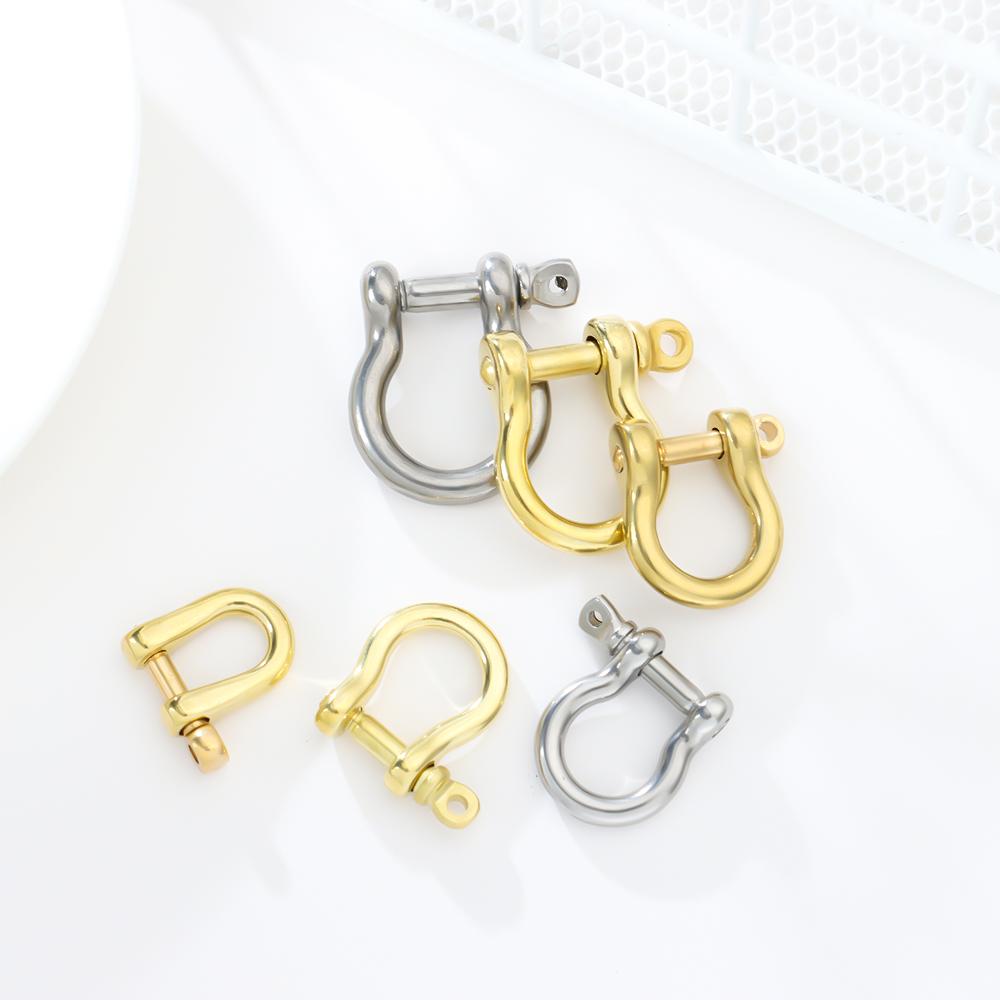 High Quality Shackle Fob Buckles Solid Brass Carabiner Key Ring Keychain Hook D Bow Staples