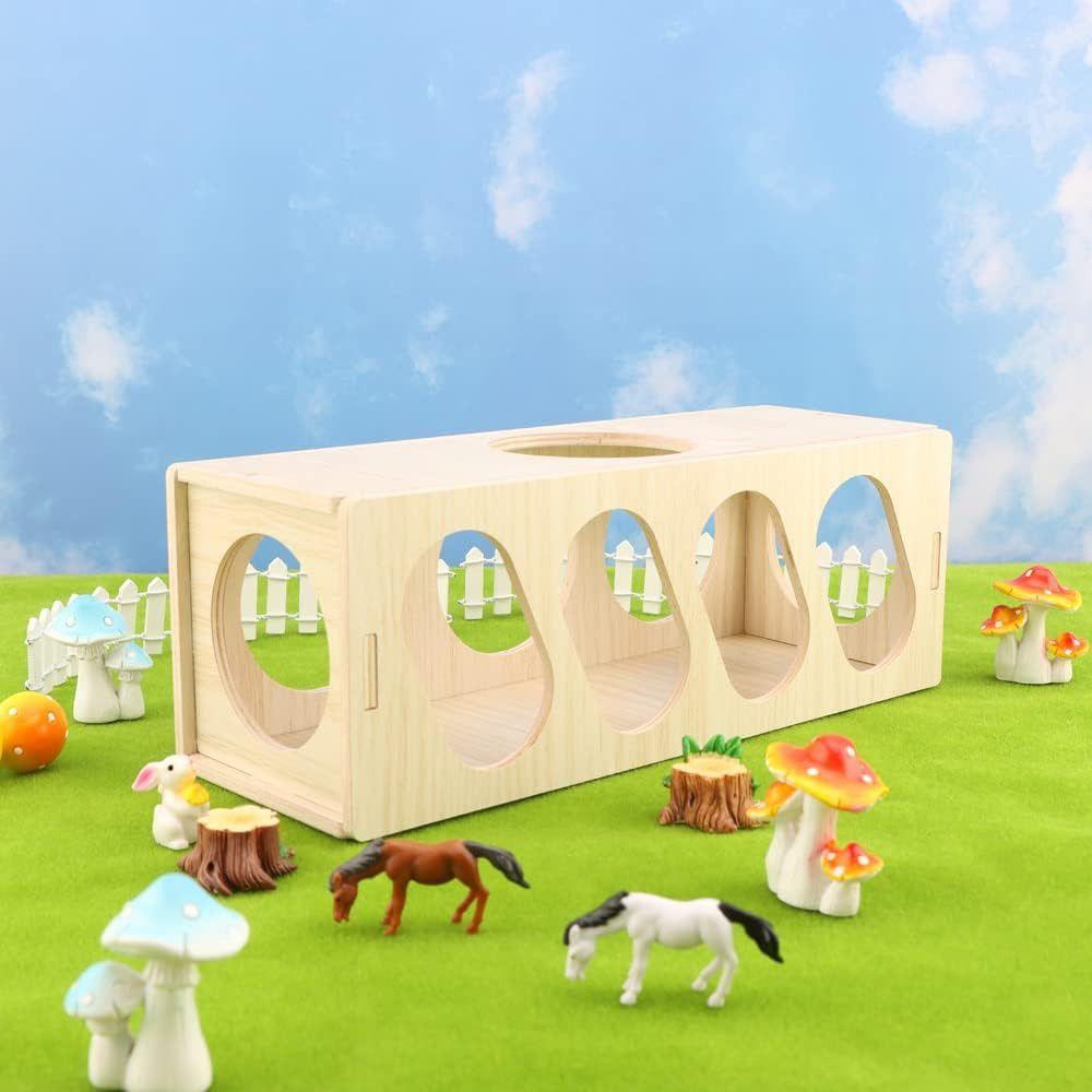 Natural Hamster Wooden Tunnel Exploring Hideout Small Animals Toy Secret Peep Shed Sugar Gliders