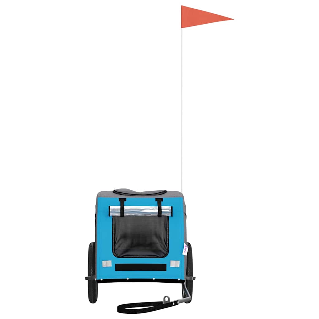 Bicycle Trailer for Dogs Blue and Grey Oxford Fabric and Iron