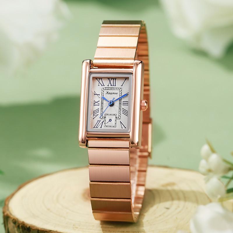 Квадратные женские кварцевые часы из нержавеющей стали - Модный дизайн высокого класса