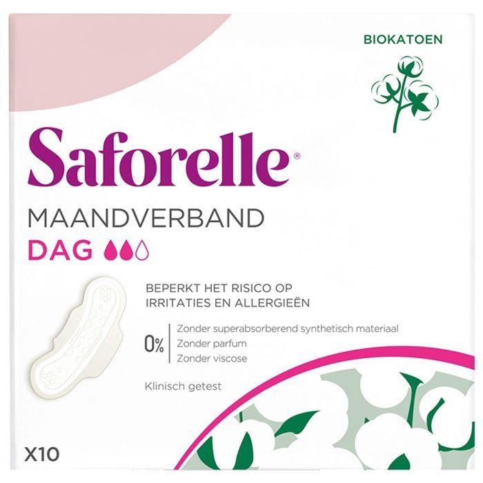 Serviette Hygiénique - Saforelle - Coton Bio - 10 Unités - Hypoallergénique - Ailettes