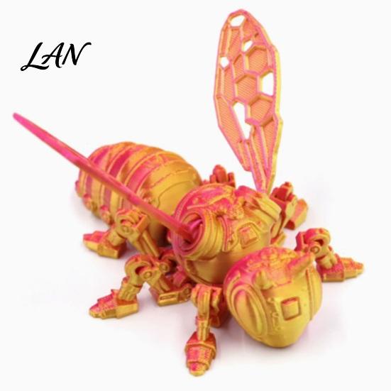 Movable Bee Model 3D Printed Cyberpunk Figurine, Joints Mechanical Hornet Ornament, Articulated Wasp Toy Fidget Toy, Stress Relief Insect Desk
