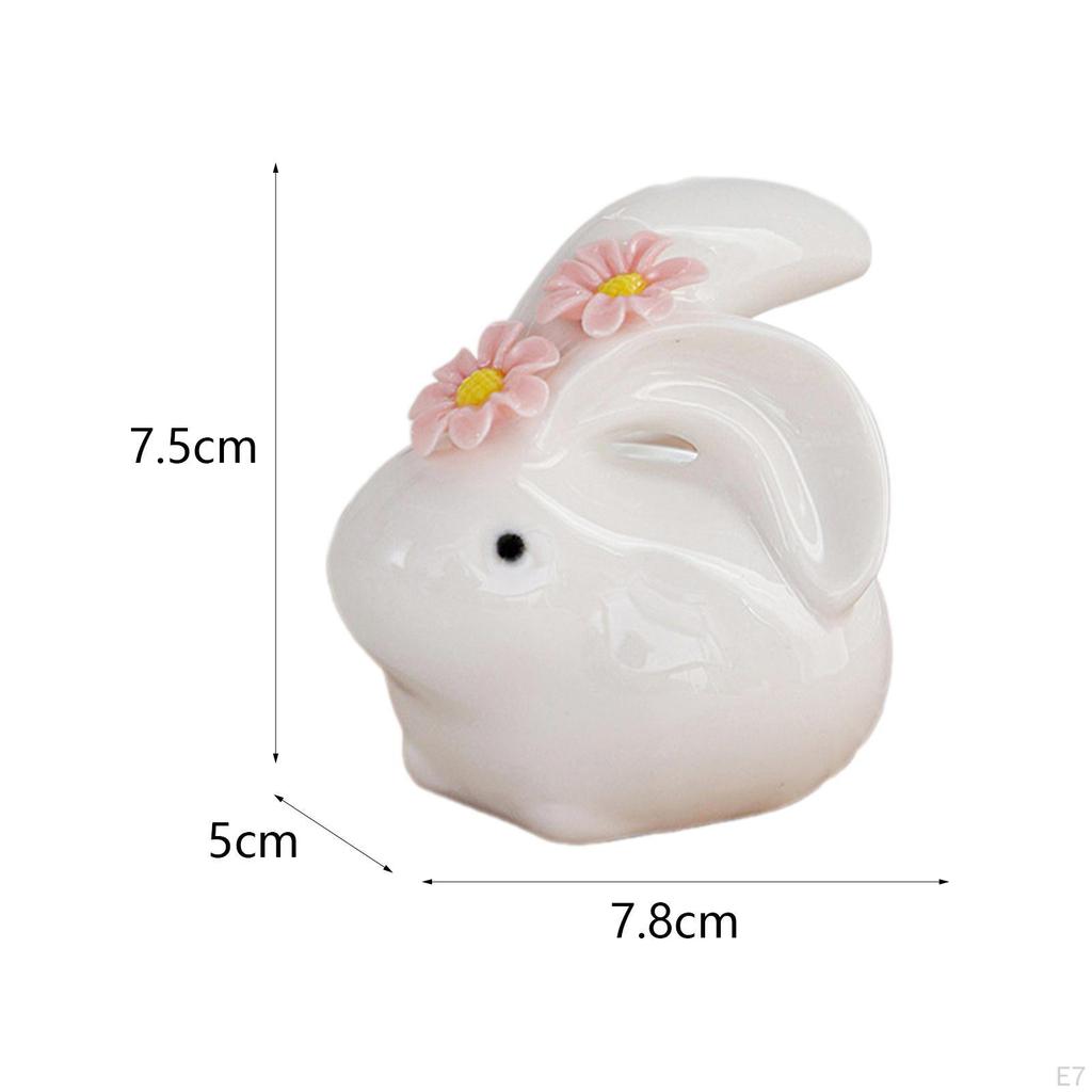 Animal Statue Rabbit Sculpture Ceramic Collectible Bunny Figurine,Desktop Decoration for Living