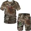 Summer Casual Camouflage Hunting Animal Wild Boar 3D T-Shirt Fashion Men's Tracksuit Short Sleeve Sportwear Men Clothing Suit