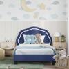 Children s Bed Frame with Headboard Police Blue 80 x 200 cm Velvet