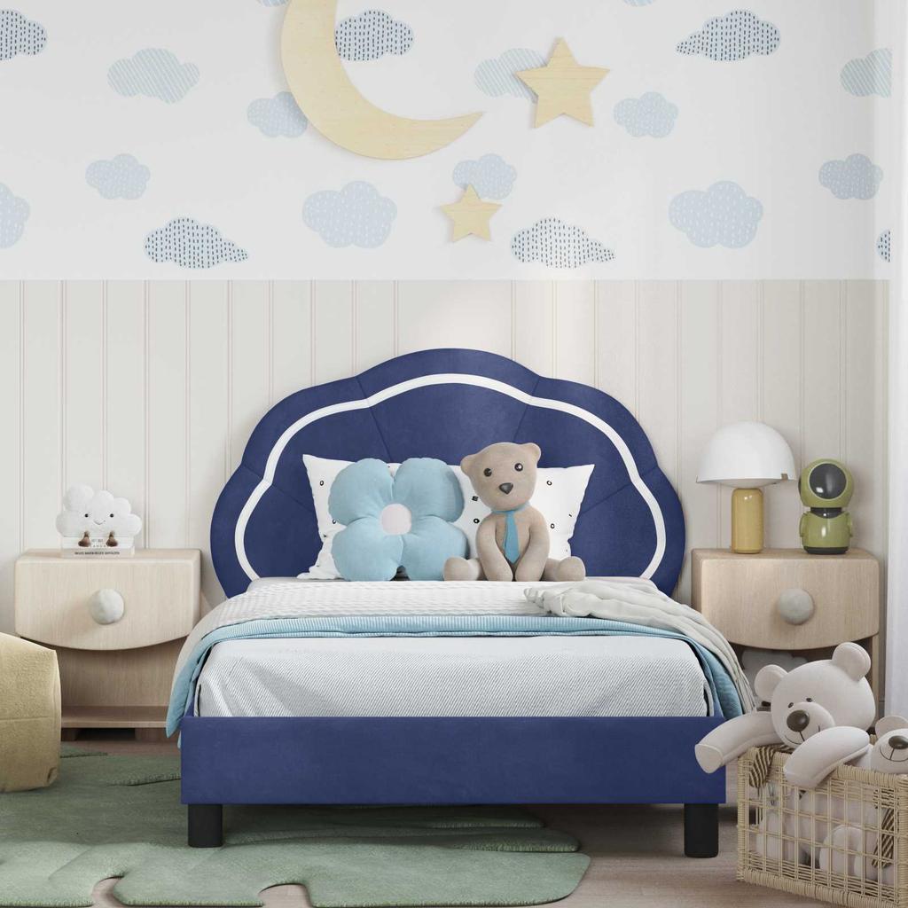 Children s Bed Frame with Headboard Police Blue 80 x 200 cm Velvet