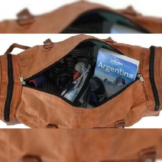 Новая козья кожаная дорожная сумка Duffel подлинный спортивный чемодан коричневый мужской винтаж