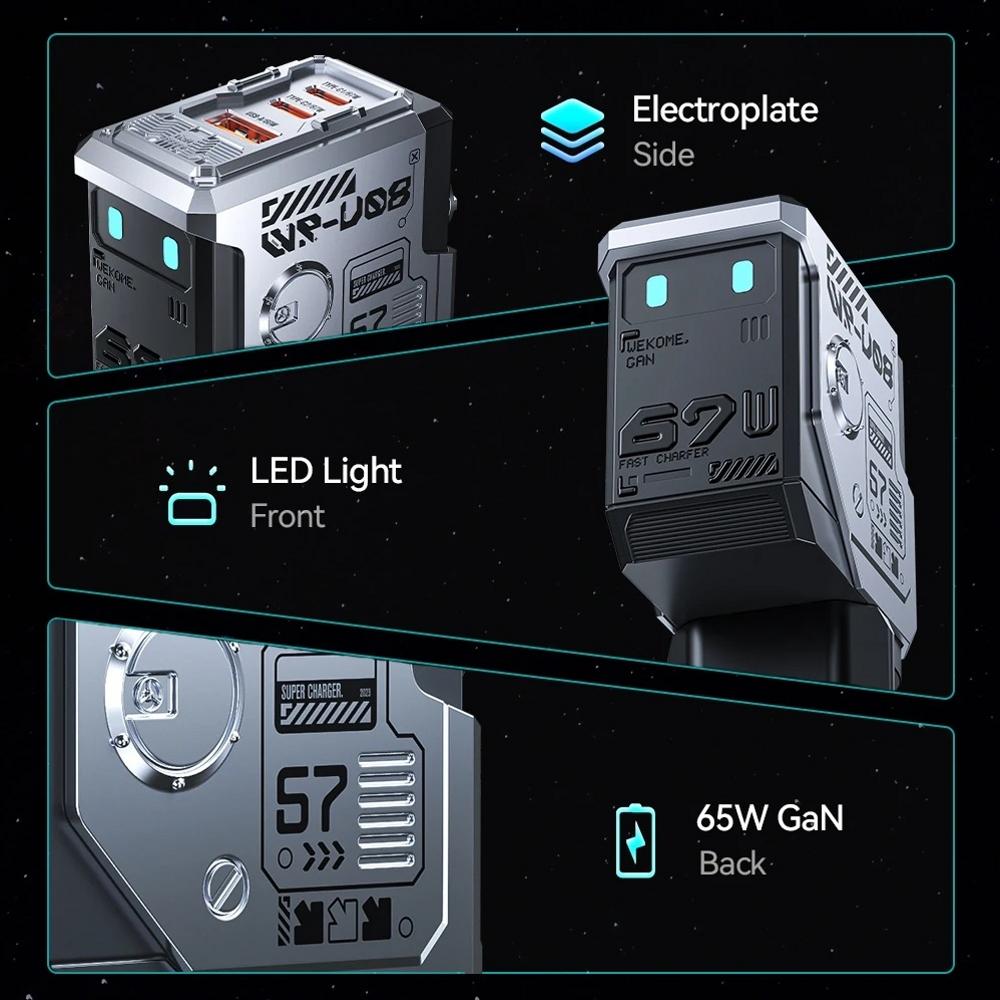 67 Вт GaN зарядное устройство Mecha Robot три порта QC PD блок быстрой зарядки адаптер питания для iPhone ноутбук MacBook Samsung Galaxy Google
