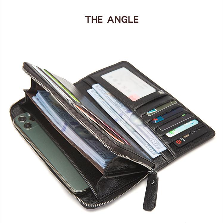 New Long Wallet Men's First Layer Cowhide Wallet Men's Retro Business Zipper Multi-card Large-capacity Clutch Bag
