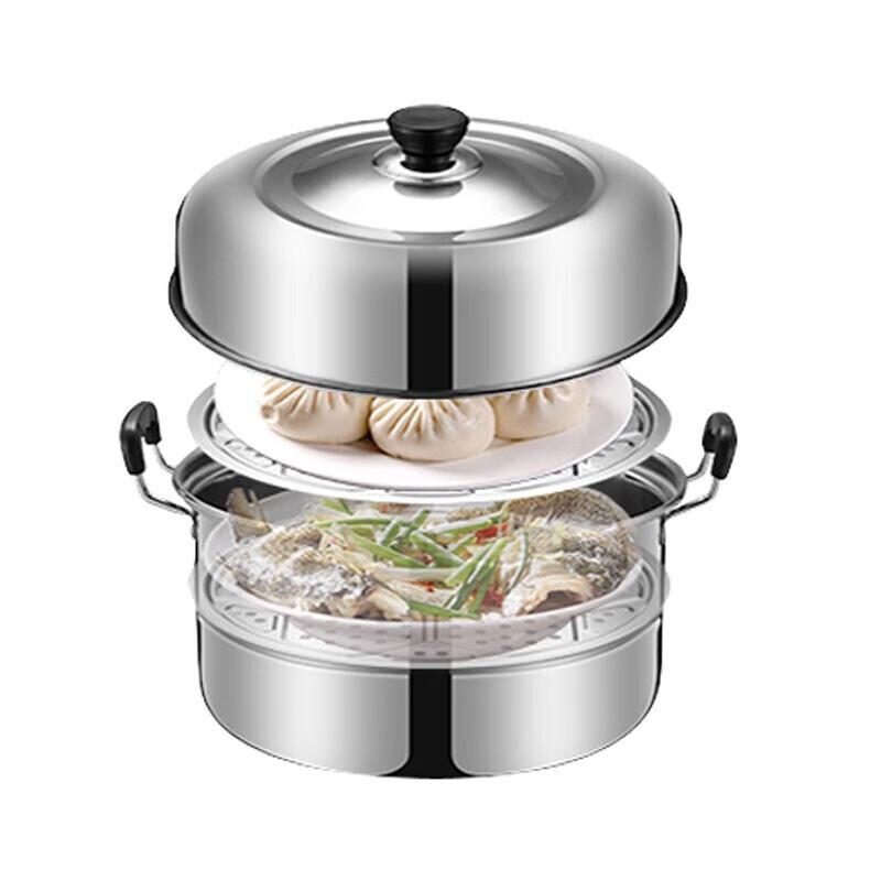 Homeglen 30cm Double-Layer 304 Stainless Steel Steamer Pot