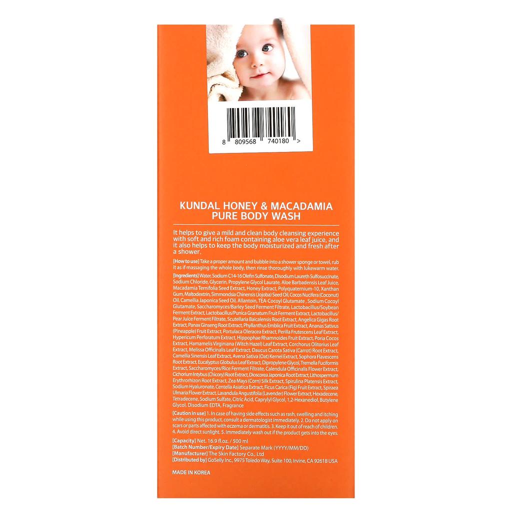 Honey & Macadamia, Body Wash, Baby Powder, 500Ml(16.90Fl Oz)