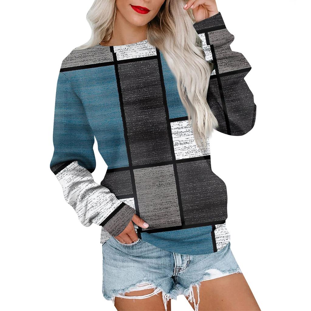 Женская толстовка с принтом, повседневная удобная свободная легкая женская толстовка с длинным рукавом и круглым вырезом