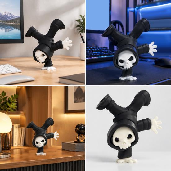 Новинка Хэллоуин Подарок 3D Печатный Перевернутый Жнец Призрак Украшение, Креативная Статуэтка, Забавная Фигурка Череп для Домашнего Офисного Стола и Жуткого Праздника