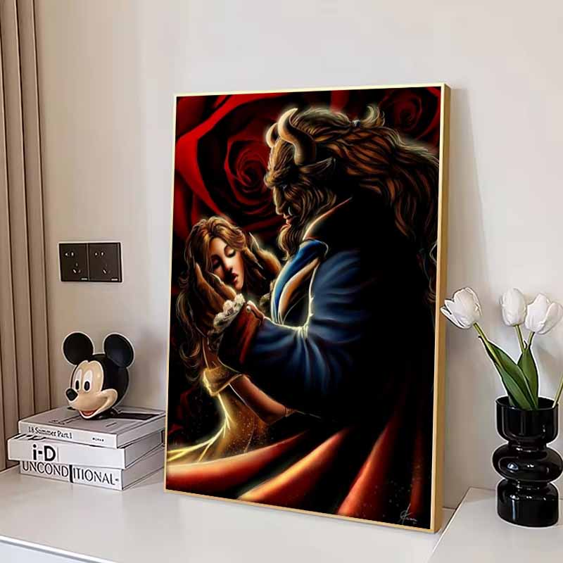 Disney 5D DIY Алмазная Живопись Красавица и Чудовище Обнимаются Романтика Полный Круглый Алмазная Мозаика Мультяшная Вышивка Картина для Украшения Дома