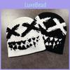 Halloween Knit Beanie With Funny Ghost Teeth Pattern For Cosplay And Party Costumes