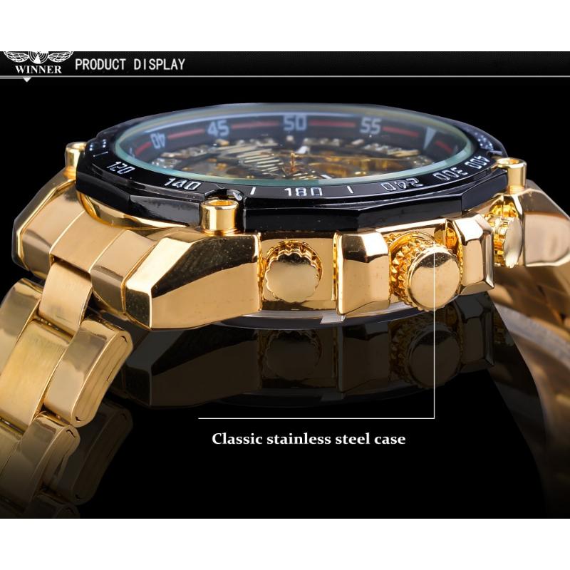 Winner Men's Fashion Casual Hollow Out Mechanical Movement Automatic Mechanical Watch