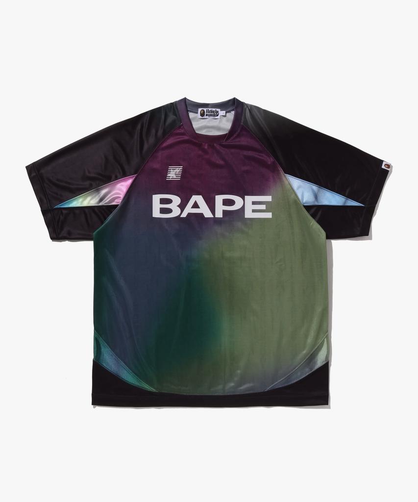 Beipeu Tie-Dye Star Stripe Pattern Relaxed Fit Football Jersey T-Shirt (M) Black