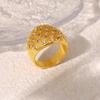 Sparkling Diamond Jewelry Titanium Steel Plated 18K Gold Bubble Round Diamond Wide Face Ring Hand Jewelry