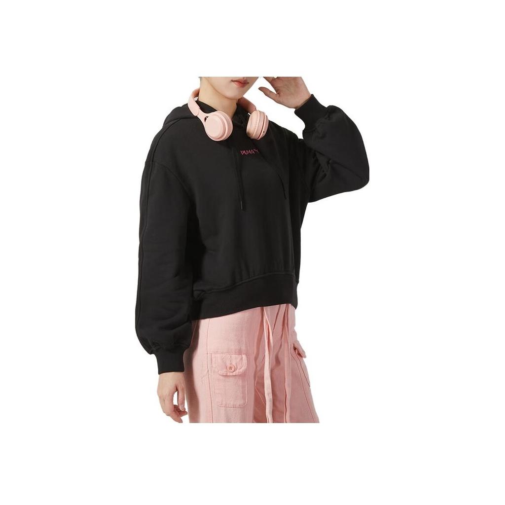 Puma С капюшоном, уличная модная повседневная модная толстовка с длинным рукавом, женская толстовка, черная 625165-01