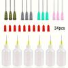 34 Pcs Glue Applicator Bottles Set, 30ml Plastic Squeezable Dropper Bottles with Blunt Needle Tip