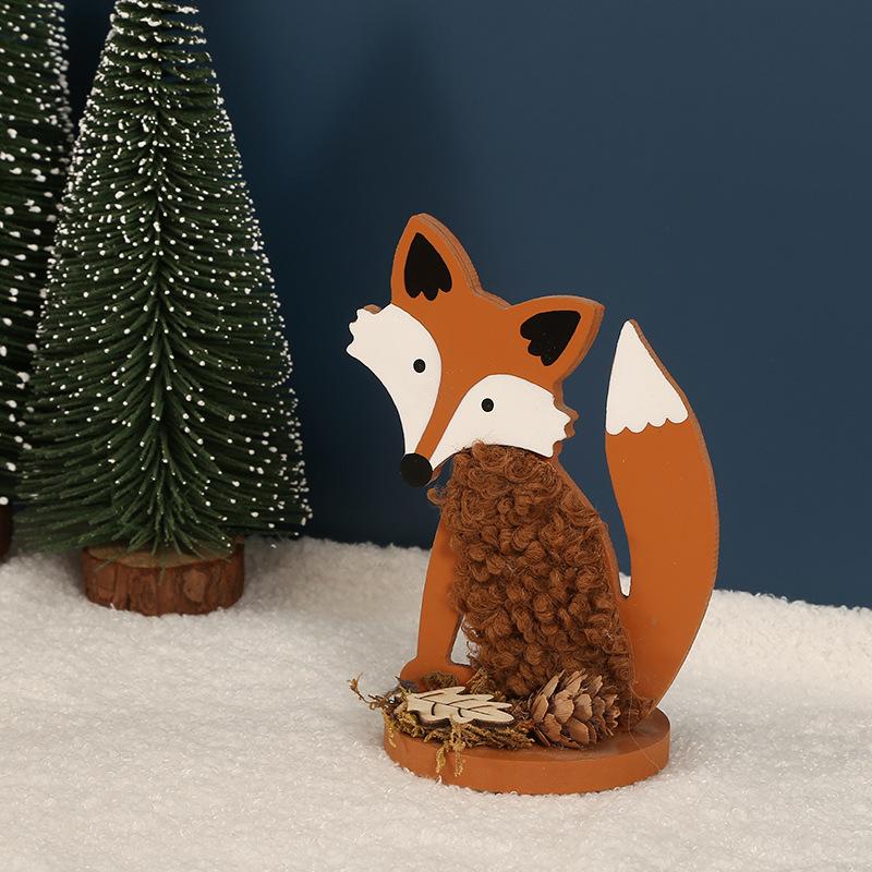 New Raccoon Fox Mini Animal Plush Wood 3D Desktop Ornament Decoration Animal Raccoon Figurines Miniatures Dropshipping