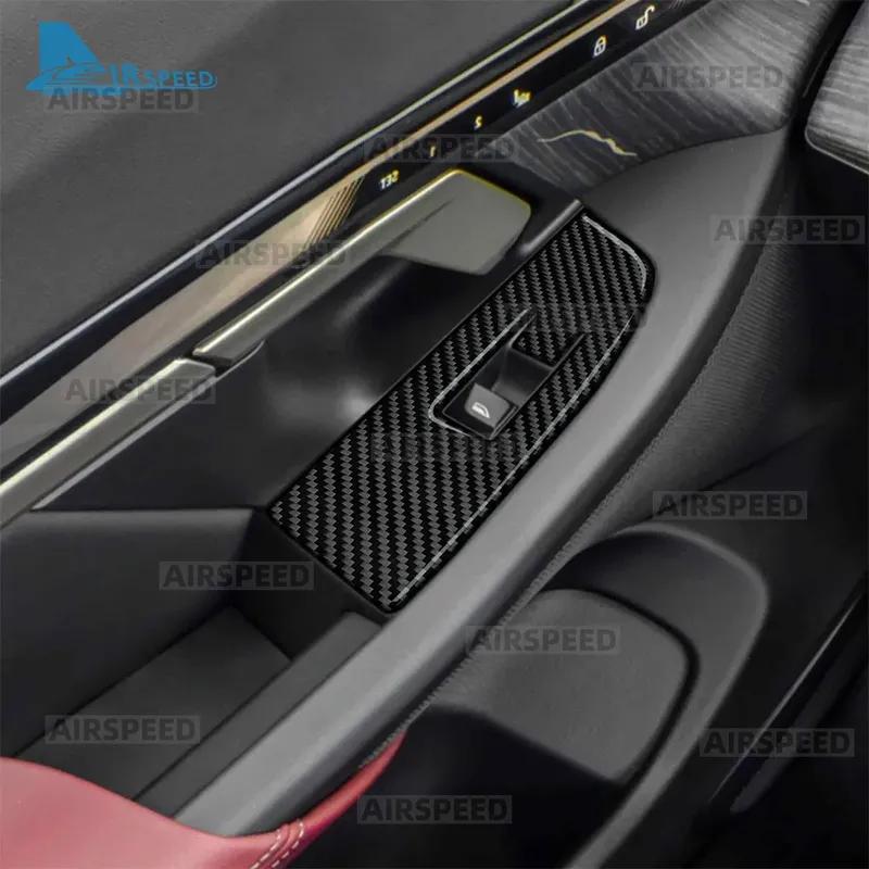Real Carbon Fiber Car Window Switch Panel Sticker LHD RHD Trim For BMW 5 Series i5 G60 G61 G68 2024 2025