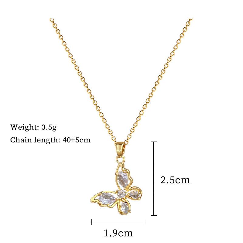 Ожерелье с подвеской в виде бабочки из белого циркония для женщин