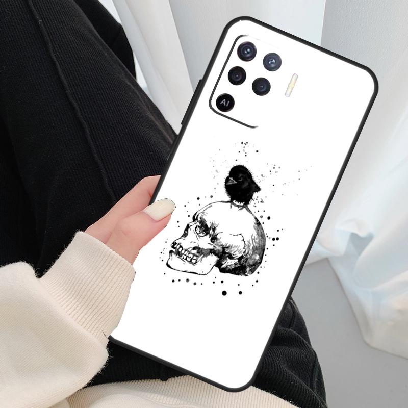 Raven Skull Case For Oppo A40 A60 A80 A5 Pro A15 A16 A17 A57 A77 A94 A74 A54 A76 A96 A18 A38 A58 A78 A98