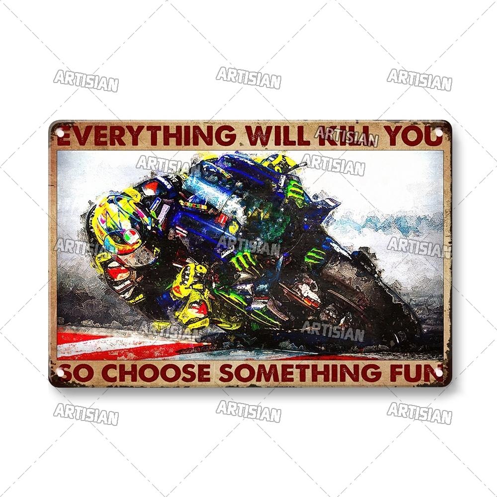 Артизанальный мотоцикл металлический знак мотоцикл жестяная пластина гоночный декоративная табличка езда настенный декор гараж бар паб клуб отель кафе